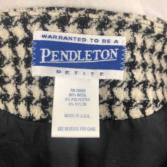 Vintage Pendleton Wool Black White Houndstooth Separates Suit Blazer Jacket Skir - Picture 10 of 15